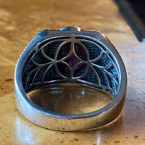 Norwegian Thulite Sterling Silver Men’s Ring Size 14 - Picture 8 of 8